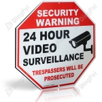 Reflective Aluminum Sign - Reflective Security Yard 24 Hour Camera Video Signs